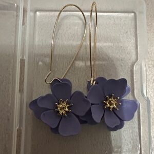 Purple Floral Drop Earrings - Unbranded